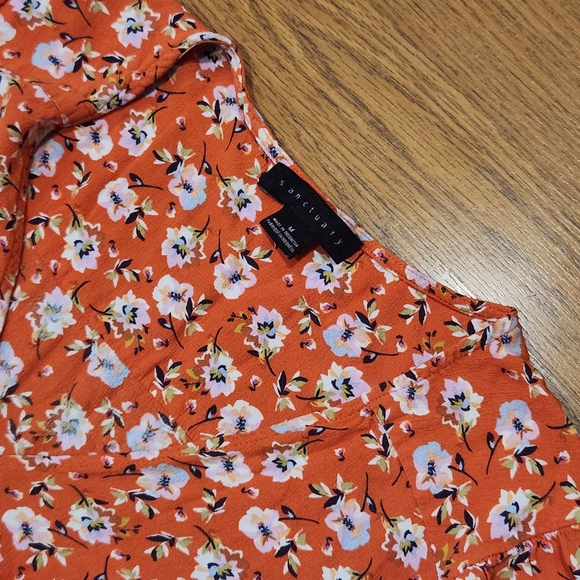 Sanctuary Floral Orange Women's Top Size M - Picture 4 of 5